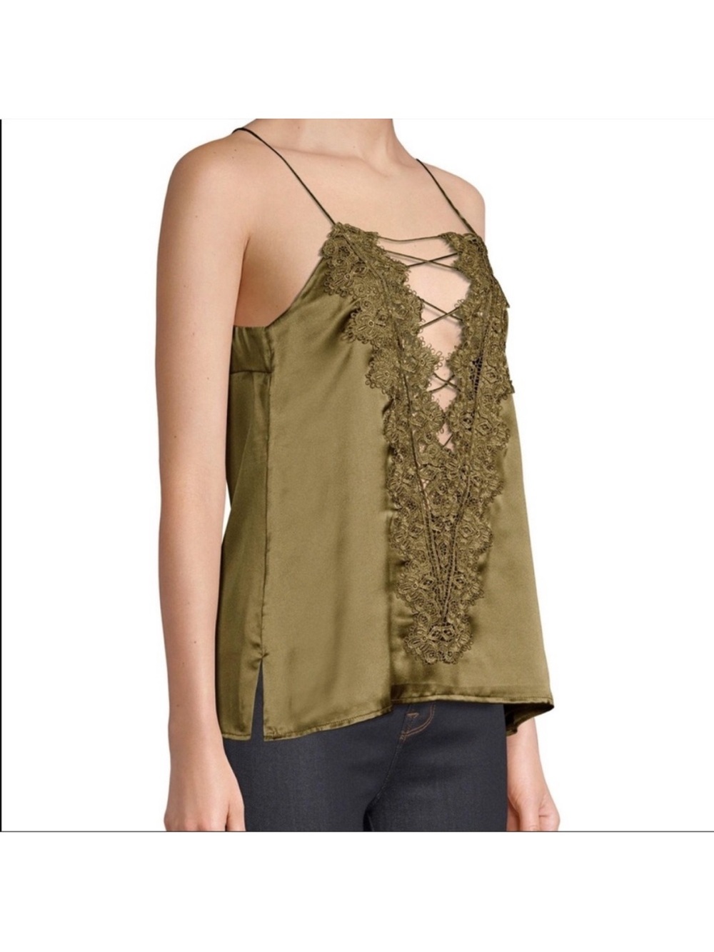 NEW WITH TAG:Cami NYC Olive Lace-Up Silk Top